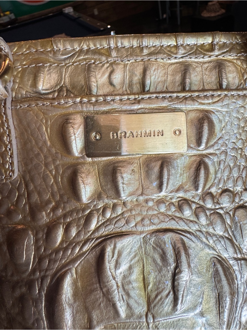 Brahmin Metallic Gold Croc-Embossed Arno Leather Purse - Picture 5 of 6